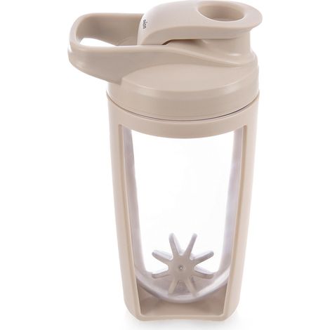 Trainingsshaker mit Tritankugel, beige Flasche für Nahrungsergänzungsmittel, auslaufsicher, 700 ml (1/5)