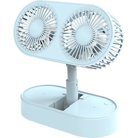 Ventilateur de Bureau Rechargeable USB 3 Vitesses, Moteur Double Pliable pour Maison, Cuisine, Camping et Extérieur (1/5)