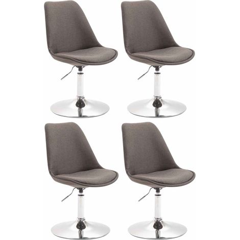 Conjunto de 4 sillas de comedor giratorias con altura regulable en tela gris oscuro con patas de trompeta de metal cromado 100008531 (1/5)