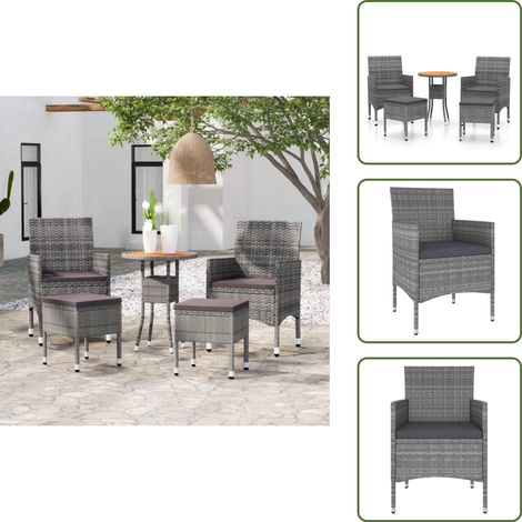 The Living Store 5-tlg. Garten-Lounge-Set Poly Rattan Grau - Terrassenmöbel