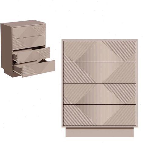 Kommode mit 4 Schubladen, Rautenmuster, 60x33,5x77,5cm, Moka (1/5)