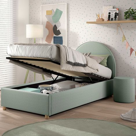 Lit simple Maeva avec table de chevet - 90x200cm - avec rangement