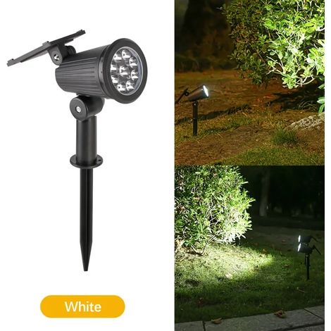 (2 pièces - Blanc) ZILVIX 1-2 projecteurs solaires extérieurs à 9 LED IP65 avec prise au sol, luminosité réglable, pour jardin, allée, terrasse et pelouse. (1/5)