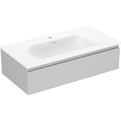 Mexen Orio Badezimmerschrank 90 cm mit Waschbecken Vela, 1 Schublade, grau matt/weiß matt - 91A10-09023-1-BF62-W23M01 (1/5)