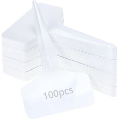 Lot de 100 étiquettes pour plantes, 6 x 10 cm, étiquette de jardinage en plastique, pour légumes, semis, fleurs, type T (1/5)
