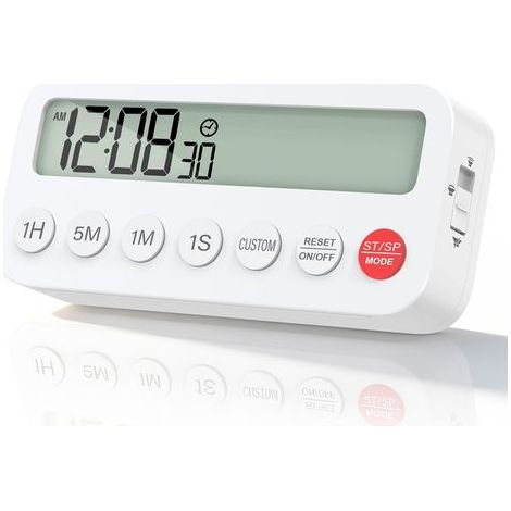 Minuteur de Cuisine Magnétique avec Chronomètre Numérique, 99 Minutes 59 Secondes, Timer Cuisine avec Écran Clair, Minuteur Enfant pour École Bureau Sport Soins de la Peau