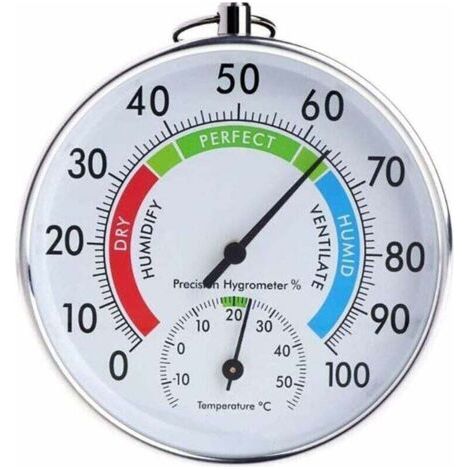 Thermomètre rond intérieur et extérieur, hygromètre de jardin de température (blanc)