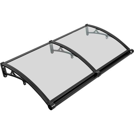 Auvent pour porte d'entrée, 120 x 60 cm, noir clair, auvent avec partie latérale, auvent de porte d'entrée, support en alliage d'aluminium avec support incurvé, résistant à la pluie et à la neige (1/5)