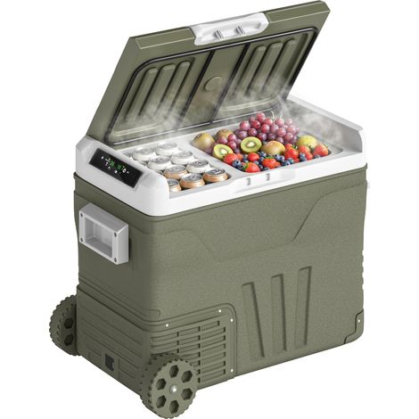 Outsunny nevera portátil eléctrica 45L refrigerador de coche -20℃ a +20 ℃ 12V/24 V con ruedas compresor pantalla led táctil para hogar 64,5x43,5x53 cm (1/5)
