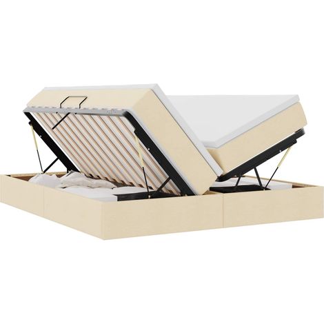 Storage Bed with Mattress Cream 180 x 200 cm Polyester vidaXL (1/5)