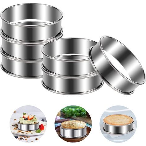 6 Pièces Cercle Tartelette, Cercle a Patisserie 8cm, Cercles et Cadres à Pâtisserie, Cercle a Tartelette, Moule a Pancake, Cercle Cuisine Inox pour Muffins Tartes Gâteaux Crumpets, pour la poêle (1/5)