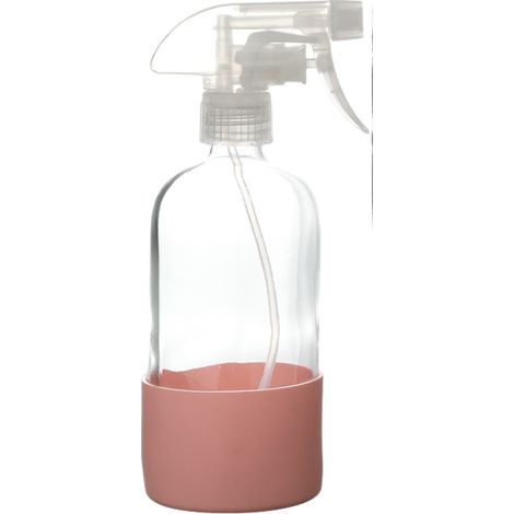 Botellas pulverizadoras de vidrio, 500 ml, juego de 2, reutilizables, con boquilla, adecuadas para productos de limpieza, plantas, etc., rosas. (1/5)