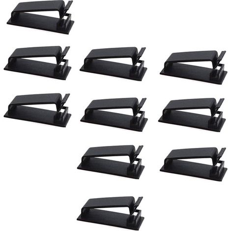 Serre-câbles - 10 pièces - Organiseur de câbles - Supports de câbles - Plastique - Serre-câbles - Protection de câbles - Autocollant - Gestion des câbles - Pour bureau, mur, voiture, bureau, électrici (1/5)