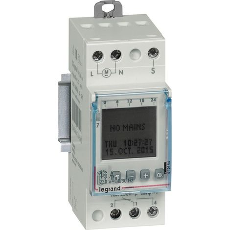 Legrand – Horloge astronomique digitale 1 sortie 16A 230V – Programmation automatique – Réserve de marche 5 ans – Écran LCD