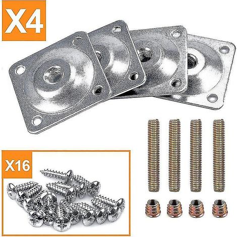 Plaques de fixation pour pieds de meubles, plaques de fixation pour pieds de meubles, plaque en T robuste (1/5)
