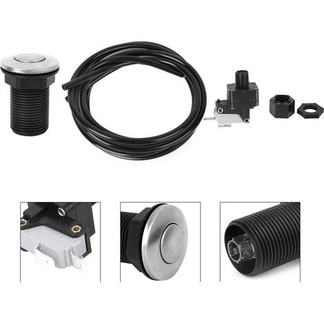 Ortviai Interrupteur pneumatique pour broyeur de déchets et baignoire à bulles – Bouton en acier inoxydable brossé, 32 mm (1/4)
