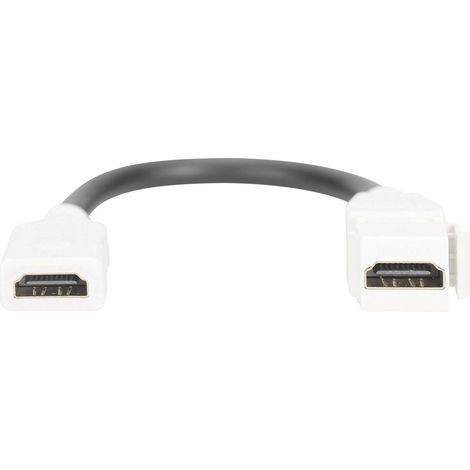 Module HDMI Keystone avec câble de 12 cm, connecteur femelle/femelle pour prises et panneaux vierges, blanc DN-93403 (1/3)