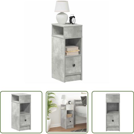Schubladen - Nachttisch mit Schublade Betongrau 25x31x66 cm (1/5)