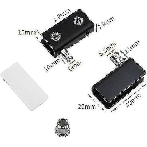 Lot de 4 charnières pivotantes sans cadre pour porte en verre, noires, pinces de fixation en acier inoxydable, kit de remplacement pour porte en verre de 5 à 6 mm. (1/4)