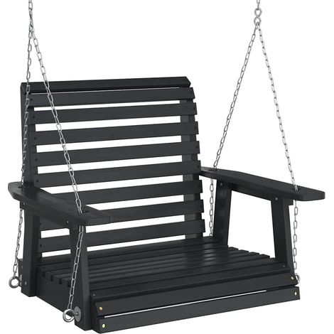 Maison Exclusive - Garten-Hängestuhl mit Metallketten Schwarz Mas (1/5)