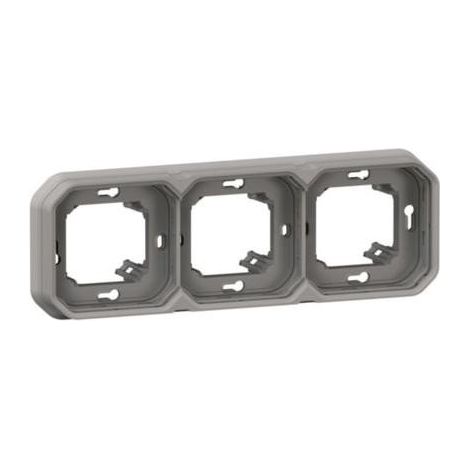 Marco empotrar con soporte 3 elementos Plexo Legrand 069687L Gris (1/5)