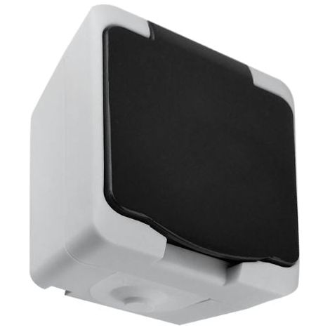Prise Étanche + Clapet Noir IP54 2P+T Saillie - SILAMP