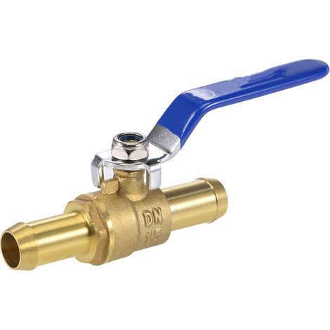 Bezugsquellen: 16-mm-Kugelhahn, 16-mm-Absperrventil, Schlauchverschraubungen mit Widerhaken, 90°-Bedienhebel, Ventilset aus blauer Messinglegierung (1/4)