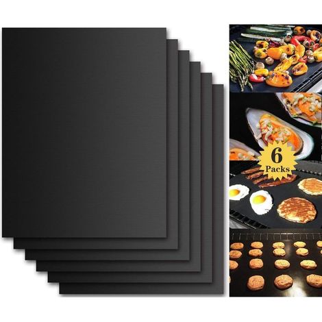 Tapis De Cuisson Barbecue, Set De 6 Feuille De Cuisson Pour Barbecue Et Four - 40x33 Cm Anti-Adhérent De Bbq Et Feuilles De Cuisson Réutilisable Pour Les Barbecue À Gaz, Charbon Ou Électriques (1/5)