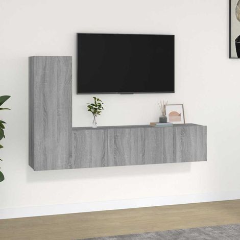 vidaXL 3 Piece TV Cabinet Set Grey Sonoma Engineered Wood (1/5)