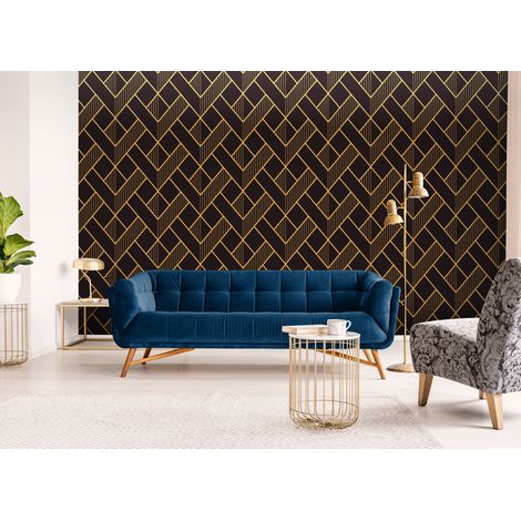 Papier Peint Art & Déco - Motifs Chevron Dorés - 150 x 250 cm (1/2)