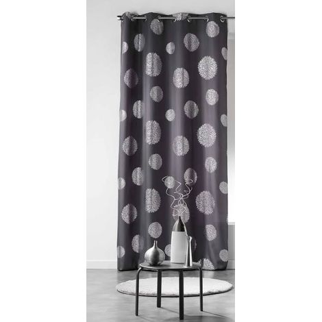 Rideau a oeillets Argent Artifice 140 x 260 cm Anthracite (1/2)