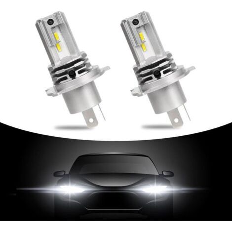 Pair 2 Pièces Ampoule H4 LED 6500K Blanche,60W Extrêmement Lumineuses,Plug and Play 12V Phares Pour Voiture et Moto (1/5)