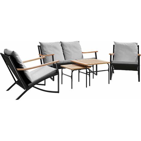Maison Exclusive - 5-tlg. Balkonmöbel-Set mit Kissen Schwarz Stah