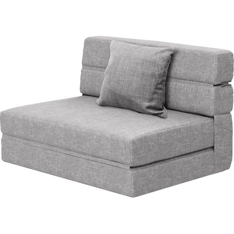 4-in-1 Folding Sofa Bed 1 Seater, Light Grey (1/5)