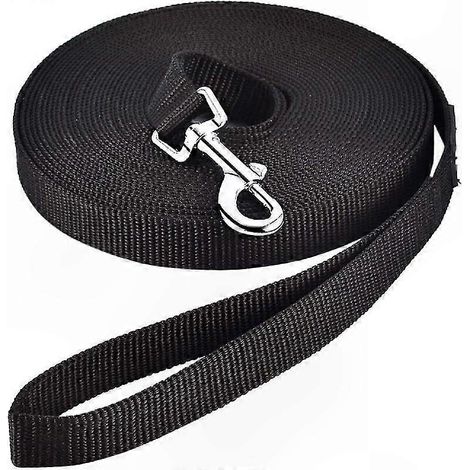 5 m lange schwarze Nylon-Hundeleine, langer Riemen mit Griff, ideal für freihändiges Spazierengehen und Joggen, geeignet für kleine und große Tiere. (1/5)