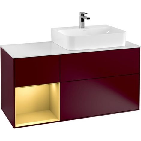 V&B Waschtischunterschrank Wandbeleuchtung Finion 120cm, Pl wh. m, Reg li gol m, Peo m (1/2)