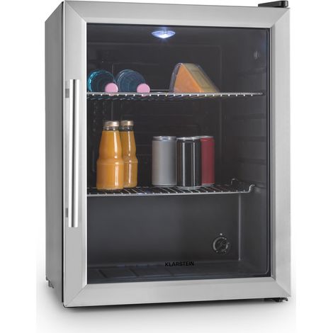 Klarstein Beer Fridge, Glass Mini Fridge for Bedrooms, Food, & Drinks, Small Fridge Wine Cooler, Glass Door Drinks Fridge, 60L Table Top Fridge w/ Removable Shelves, Indoor/Outdoor Home Bar Storage (1/5)