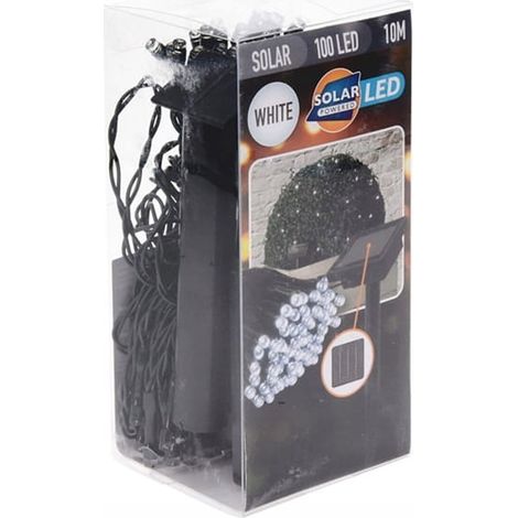 Solar-LED-Gartengirlande, 100 LEDs, 10 m, weißes Licht, IP44 (1/5)