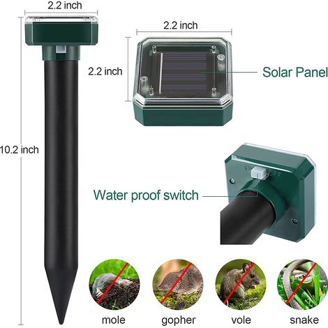 Repelente ultrasónico solar para serpientes con enchufe cuadrado y LED, repelente solar para cuatro serpientes (1/5)