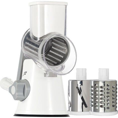 Coocheer – Râpe à fromage et légumes avec 3 lames de tambour – Coupe rapide et facile – Matériau sans BPA – Nettoyage rapide sous l'eau ou au lave-vaisselle