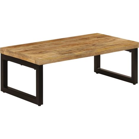 Couchtisch 100x50x35 cm Massivholz Mango und Stahl