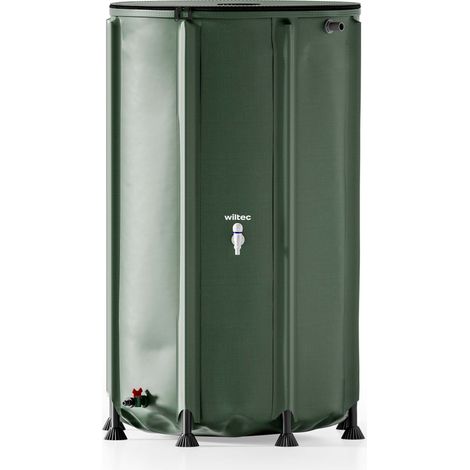 Wiltec Récupérateur eau de pluie pliable 500 litres, citerne souple en PVC avec fermeture éclair, robinet et couvercle, réservoir irrigation jardin (1/5)