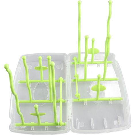 Égouttoir pliable vert pour biberons en PP, sécurité, rangement de comptoir pliable portable pour biberons, séchage rapide (1/5)