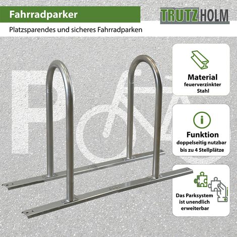 Fahrradanlehnbügel 140 x 88 cm Stahl feuerverzinkt Ø 50 mm grau freistehend Fahrradständer Parker Typ U (1/5)