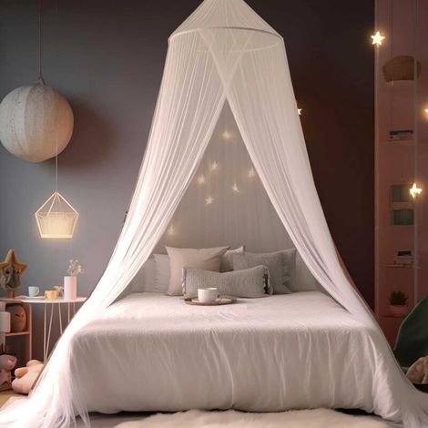 UlisemMoustiquaire pour lit, simple et double, pour chambre à coucher, facile à installer, idéale pour les voyages et la maison (blanc) (1/3)