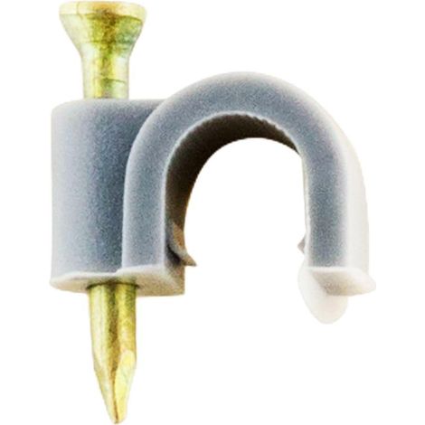 Lot de 100 Crochets de Fixation Ø7 mm Plastique Gris Fixation pour Câbles, Gaines et Fils Méplats Clou Béton Inclus Installation Rapide et Efficace (1/3)