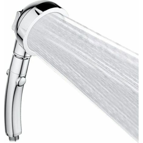 royaluxe - Pommeau de douche, pommeau de douche avec surpression et bouton interrupteur, pommeau de douche rond chromé avec fonction anti-calcaire, douches 3 types de jets pour bain et spa (1/5)