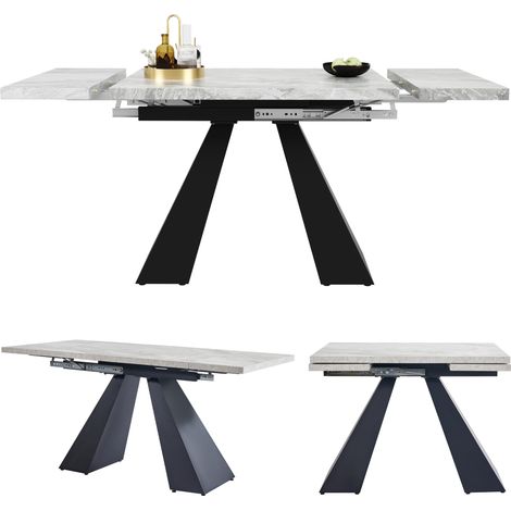 CHICFURN Mesa de comedor extensible 99-159 x 74 x 77 cm MDF gris mármol (1/5)