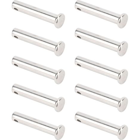 Lot de 10 Goupilles Clevis Rondes Tête Plate Inox 304 M8x40mm pour Positionnement Pièces Mobiles Linéaires (1/5)