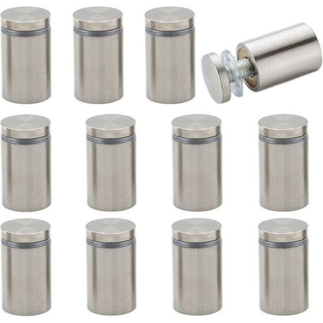 12 Pièces Entretoise Support Vis Publicité en Acier Inoxydable Entretoise de Verre Acier Inoxydable Publicité Vis Verre Signe Publicité Clous pour Verre Photos 19X25mm (1/5)